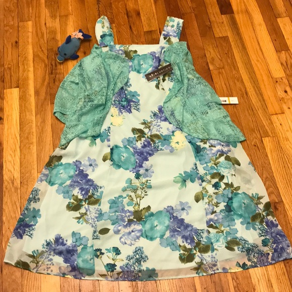madison leigh Dresses & Skirts - Madison Leigh lace Jacket dress turq/multi,NWT